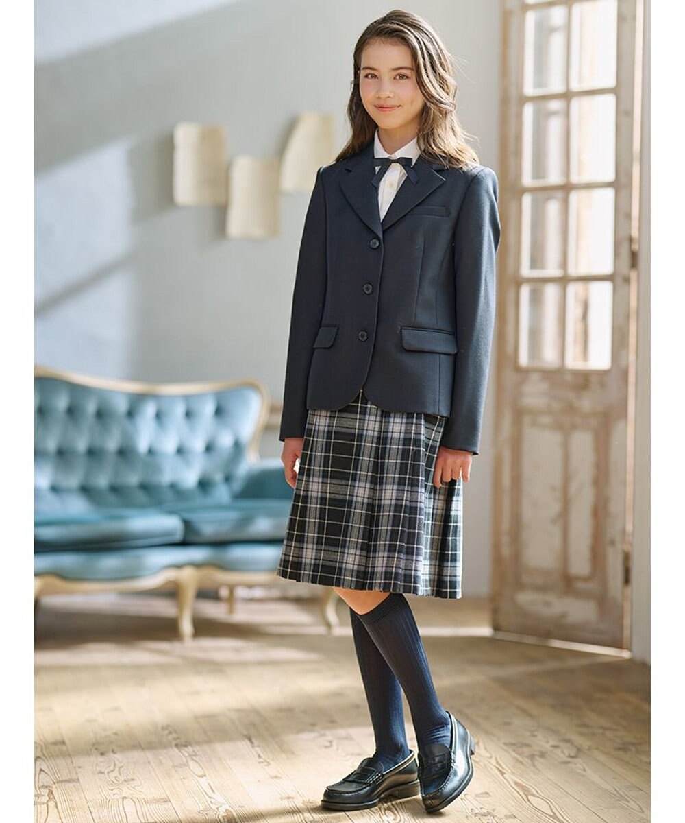 組曲 KIDS 【150-170cm】ウール綾チェック スカート（リボン付き） 