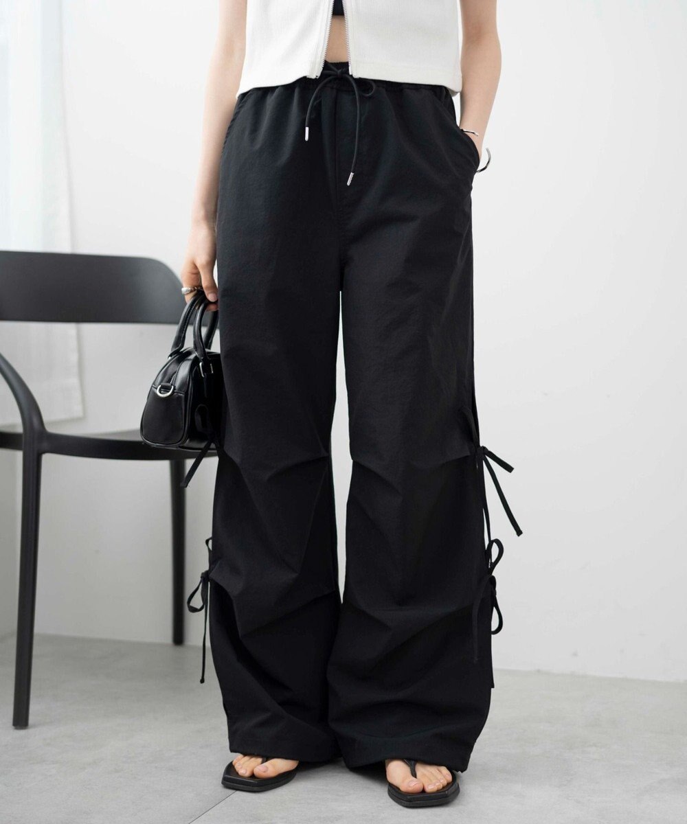 WEGO 【ウエストゴム】サイドリボンパラシュートパンツ 
