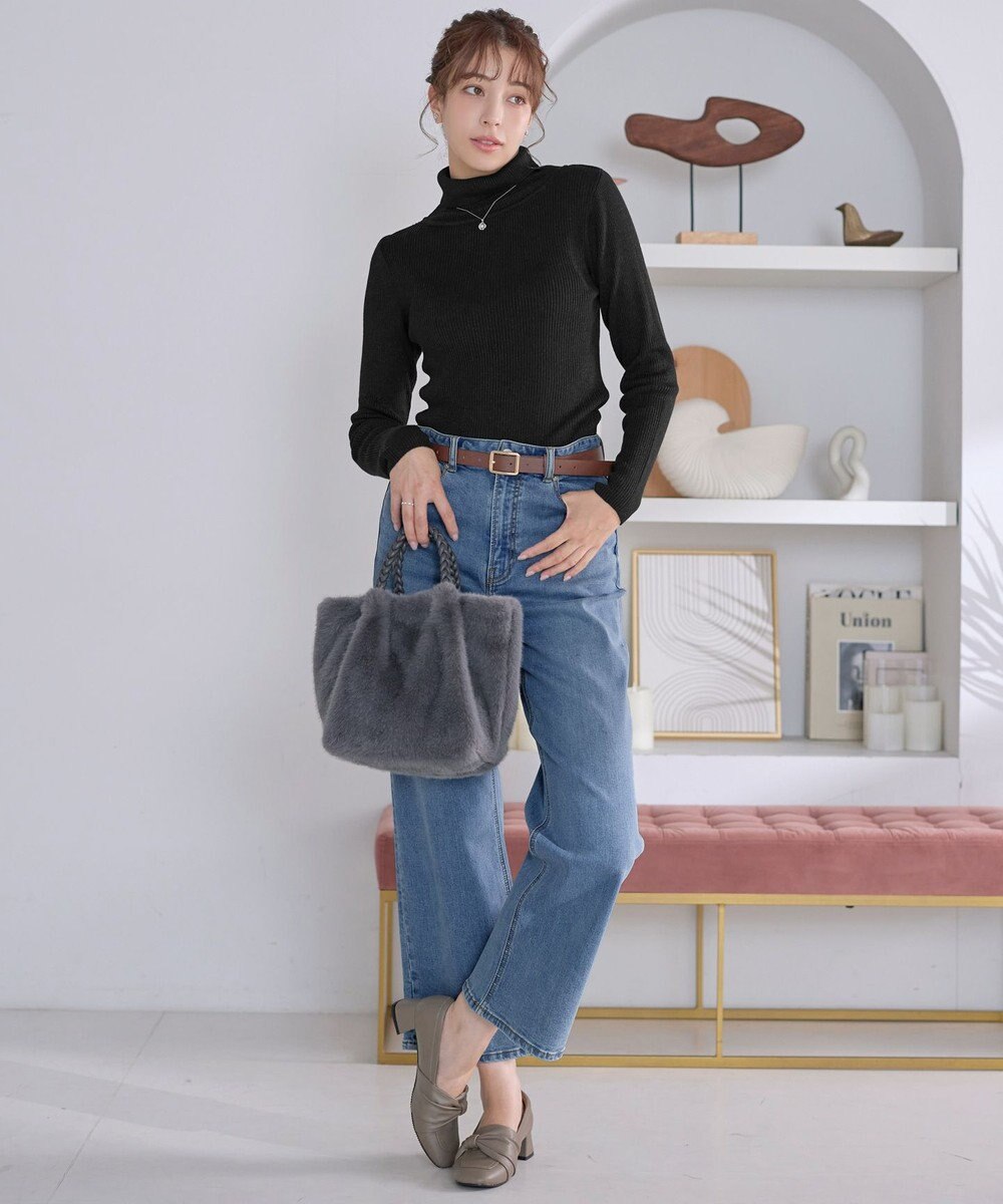 Tiaclasse ウール混ラメタートルネックニット 