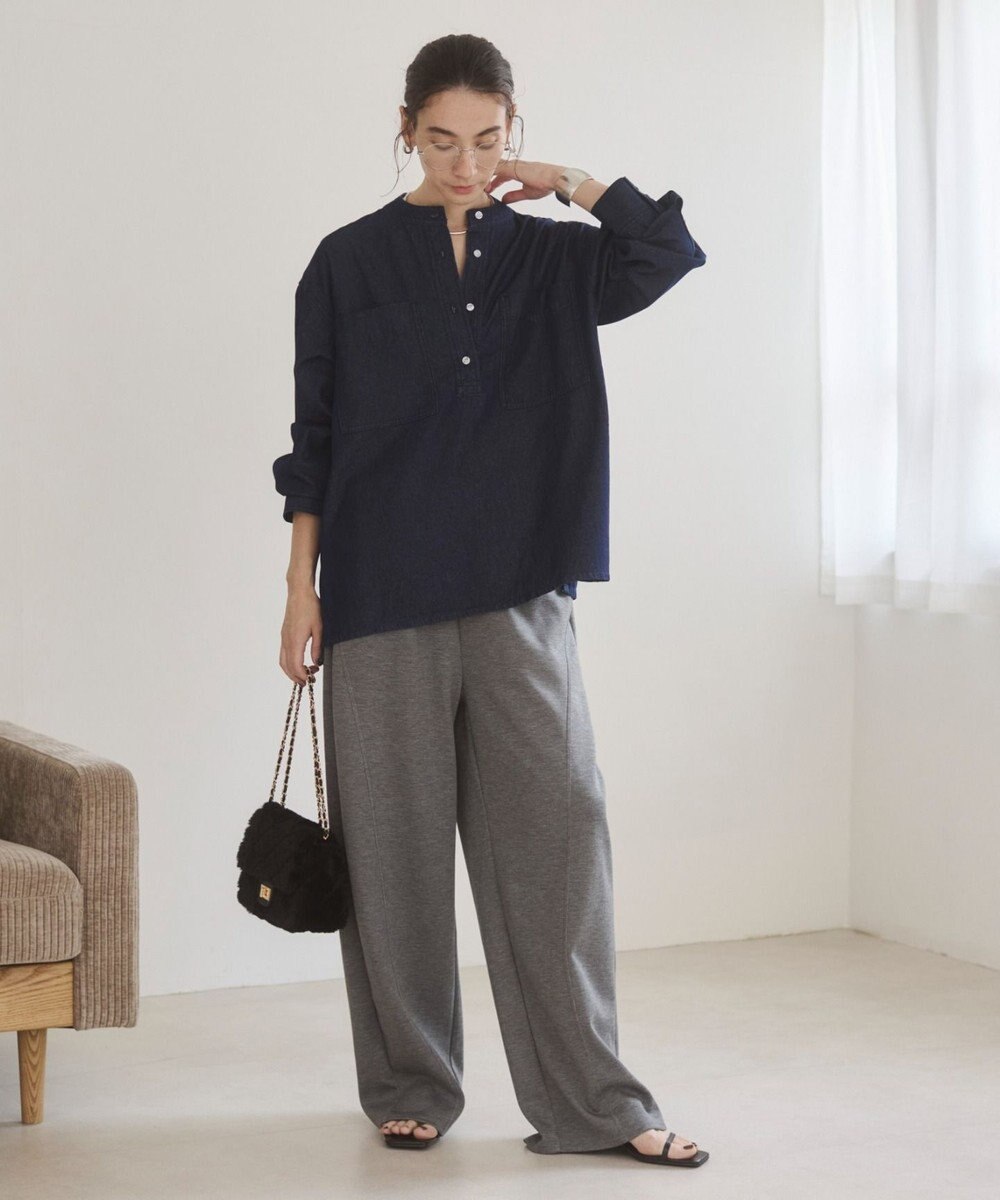 WEGO 【ANGIE VINTAGE】襟が選べる デニム プルオーバー シャツ（バンドカラー/レギュラー） 