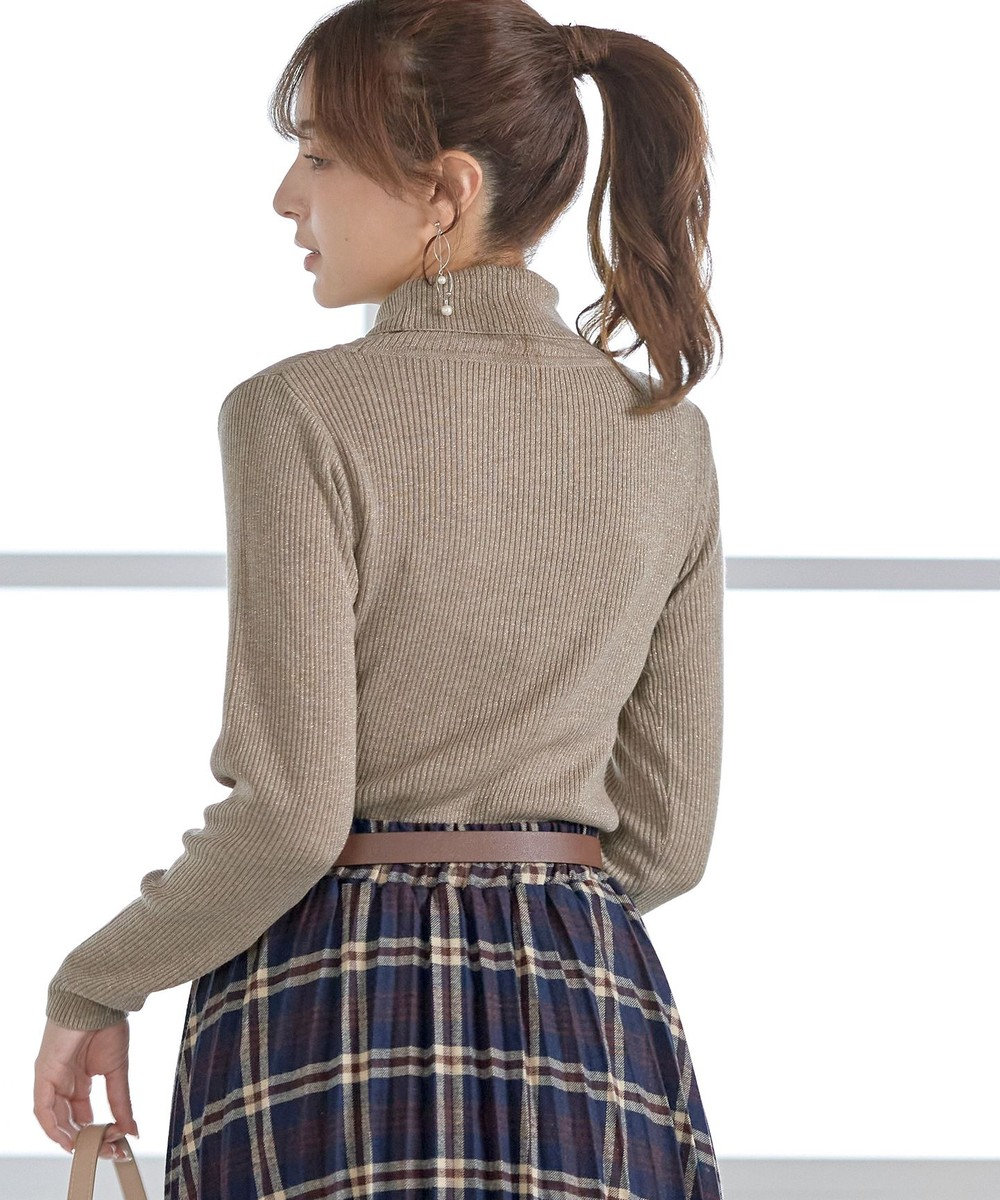 Tiaclasse ウール混ラメタートルネックニット 