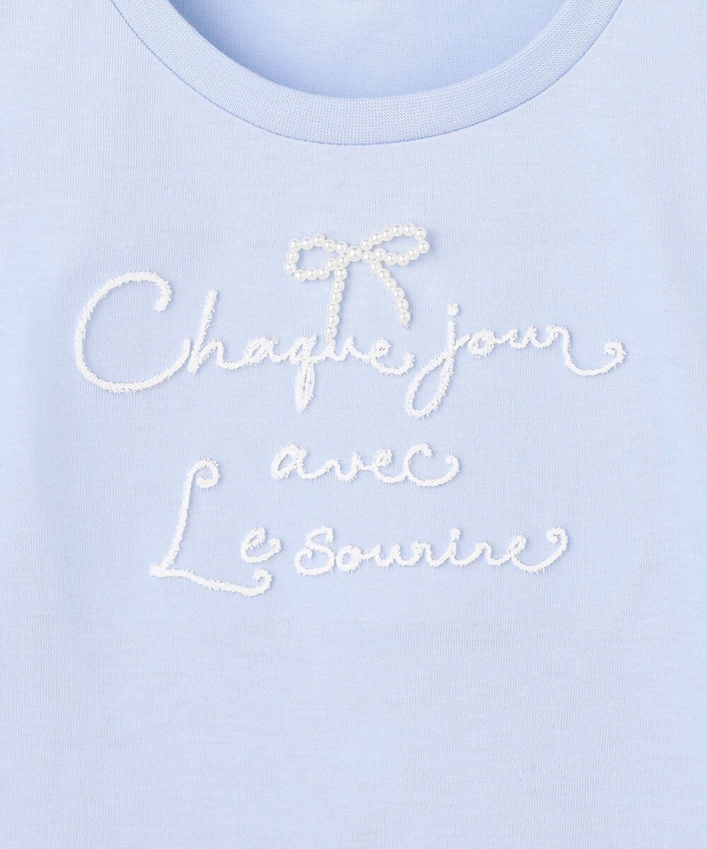 ANY KIDS 【洗濯機可能】肩あき ロゴ刺繍Tシャツ 