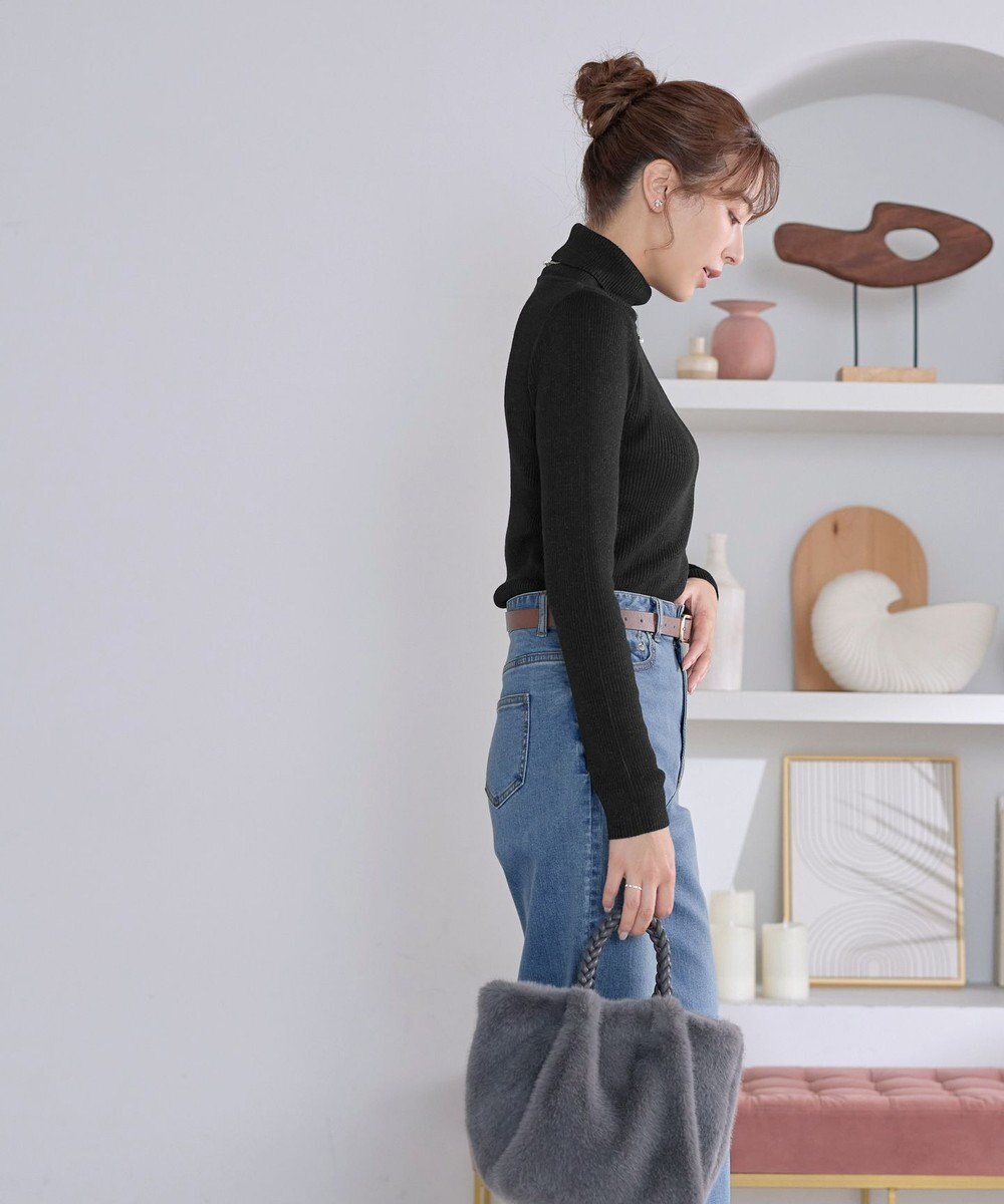 Tiaclasse ウール混ラメタートルネックニット 