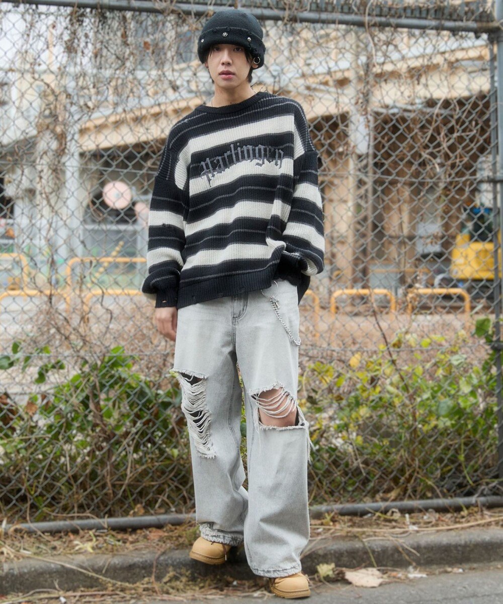 WEGO 【ユニセックス着用ITEM】アゼアミボーダーニットプルオーバー 