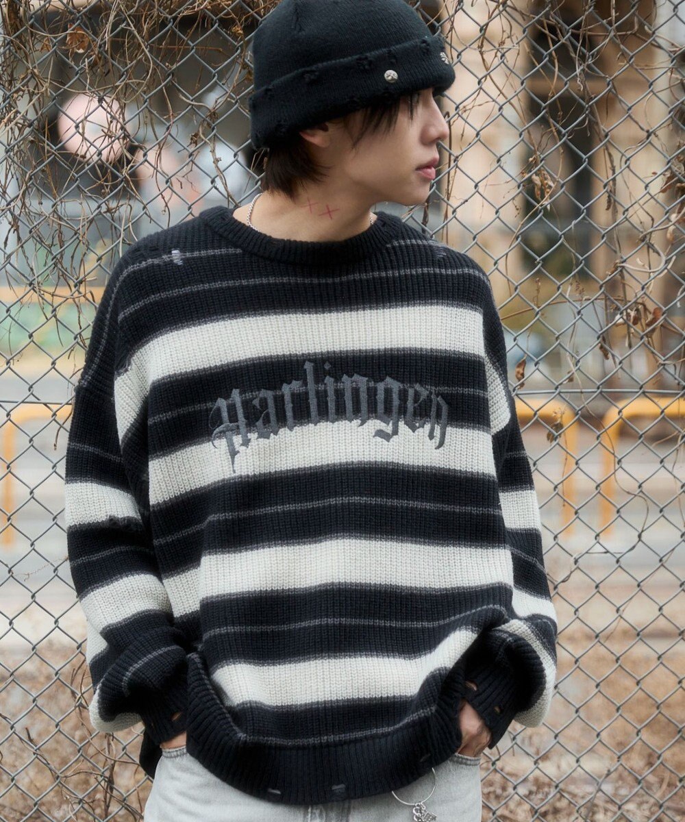 WEGO 【ユニセックス着用ITEM】アゼアミボーダーニットプルオーバー 