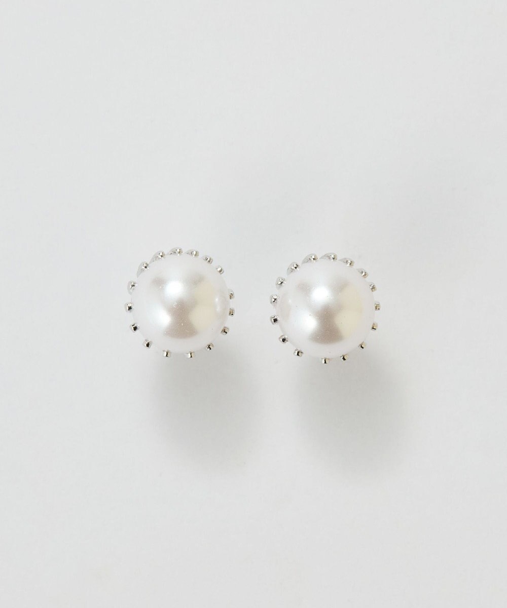 Phoebe トゥウィンクルフレームパールピアス　シルバー/一粒 