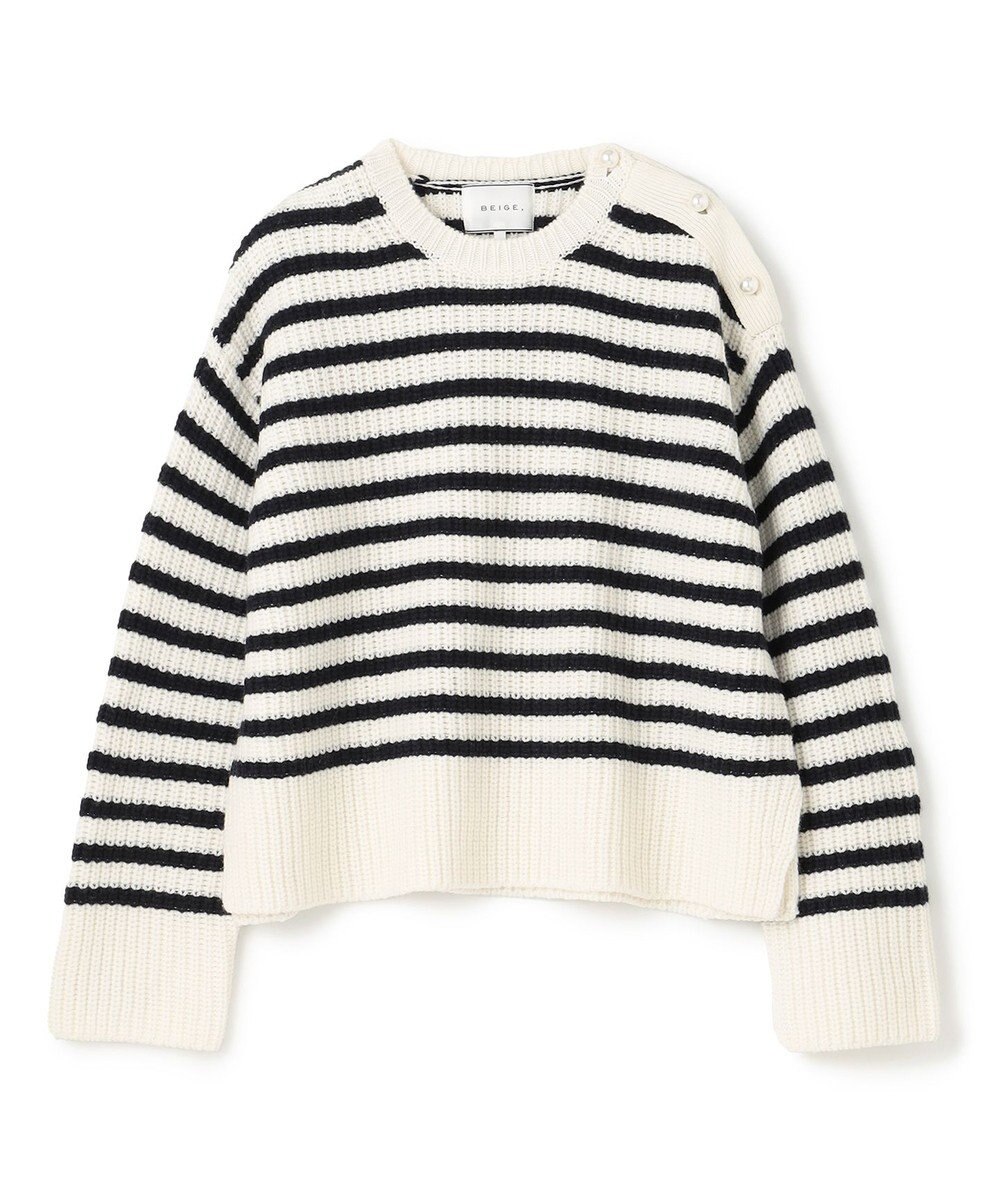 BEIGE， PONT NEUF/ ボーダーニットトップス 