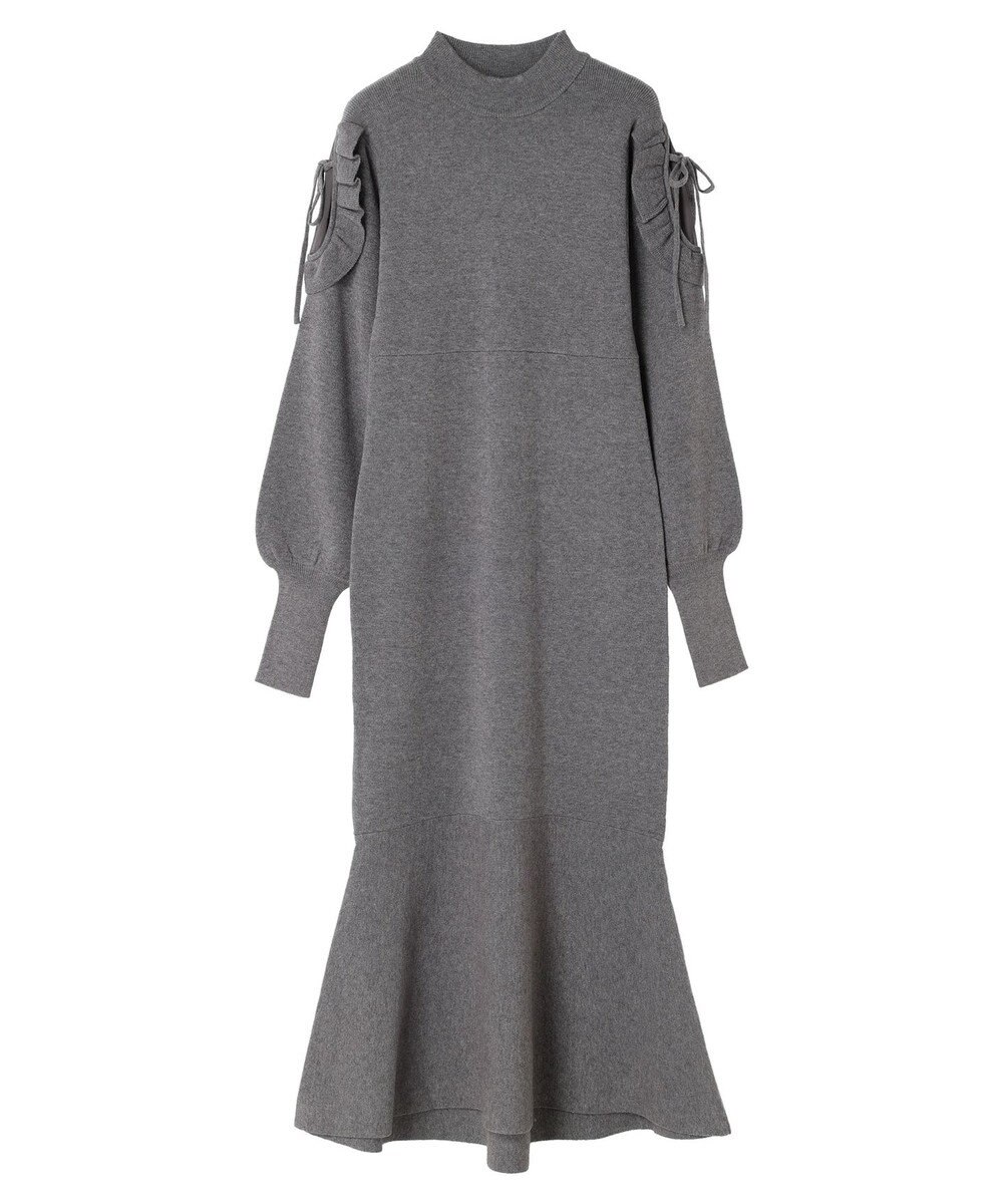 earth music&ecology 袖シアーフリルニットワンピース 