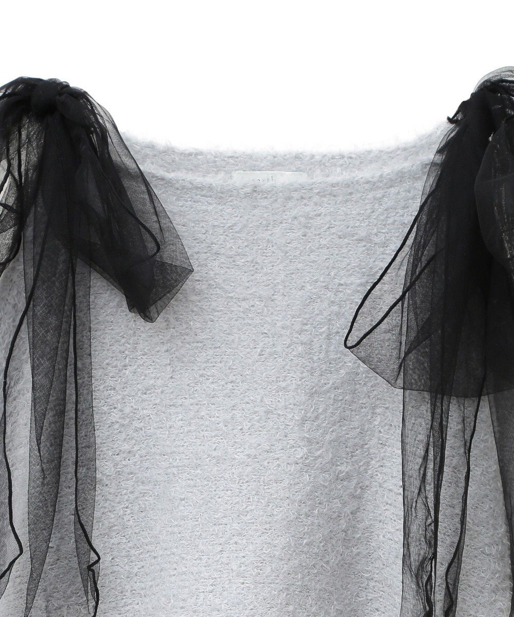 earth music&ecology チュール肩リボンニットプルオーバー 