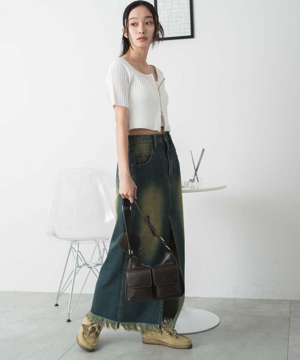 WEGO ダブルジップオフショルニットトップス 