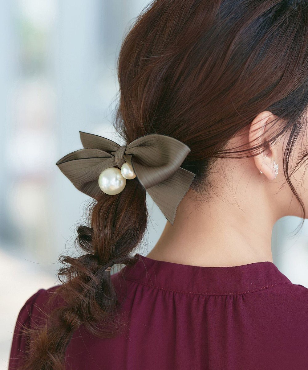 Tiaclasse パール×リボンヘアゴム 