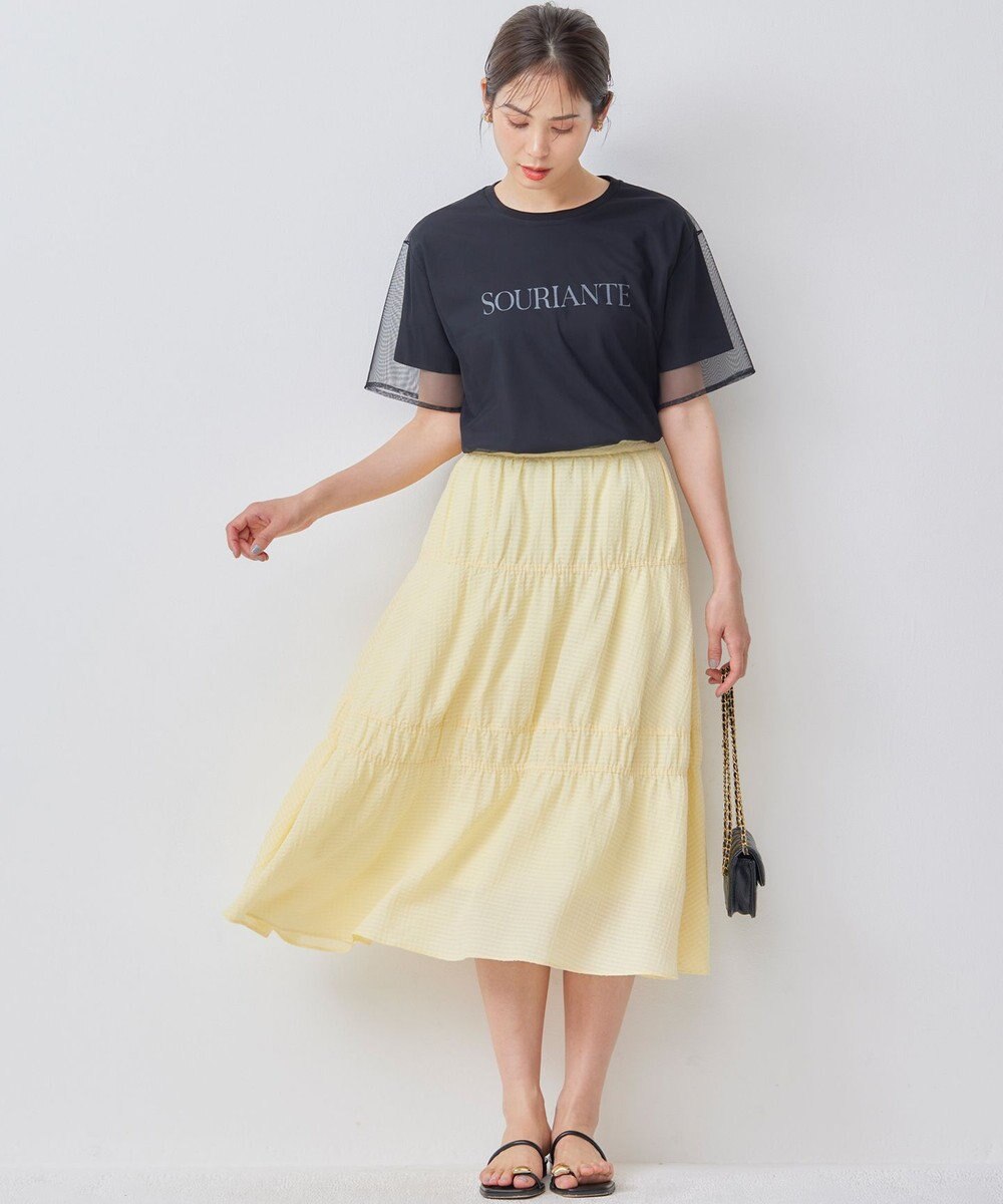 組曲 【WEB限定】チュールレイヤードロゴTシャツ 