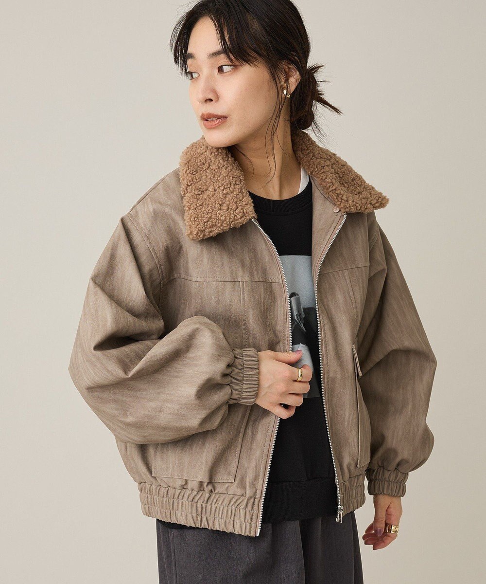 CRAFT STANDARD BOUTIQUE フェイクレザー衿ボアブルゾン 