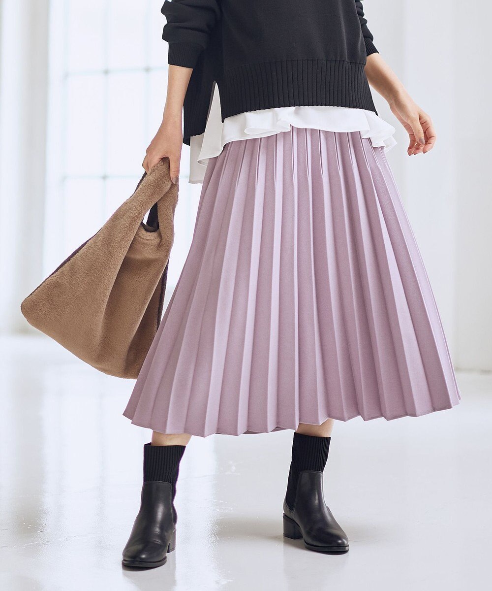 ANY 【新色追加/ウエストゴム】ウーリッシュプリーツスカート 