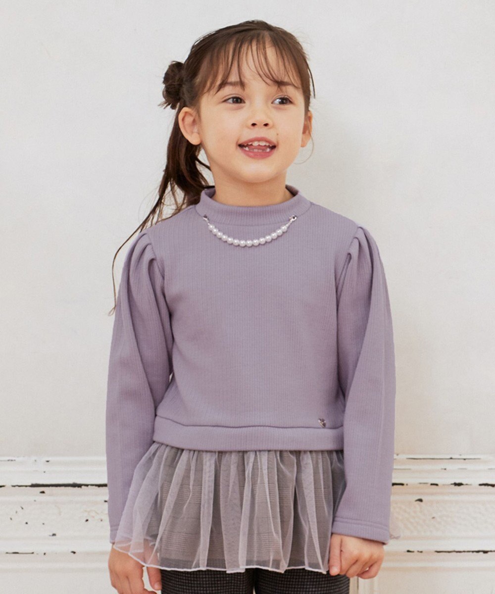 ANY KIDS パール付きペプラムトレーナー 