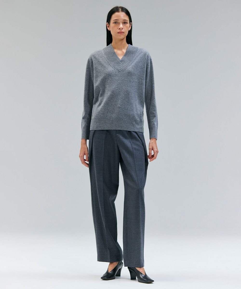 BEIGE， 【洗える】POMPE / ウールカシミヤ配色ラインVネックニット 