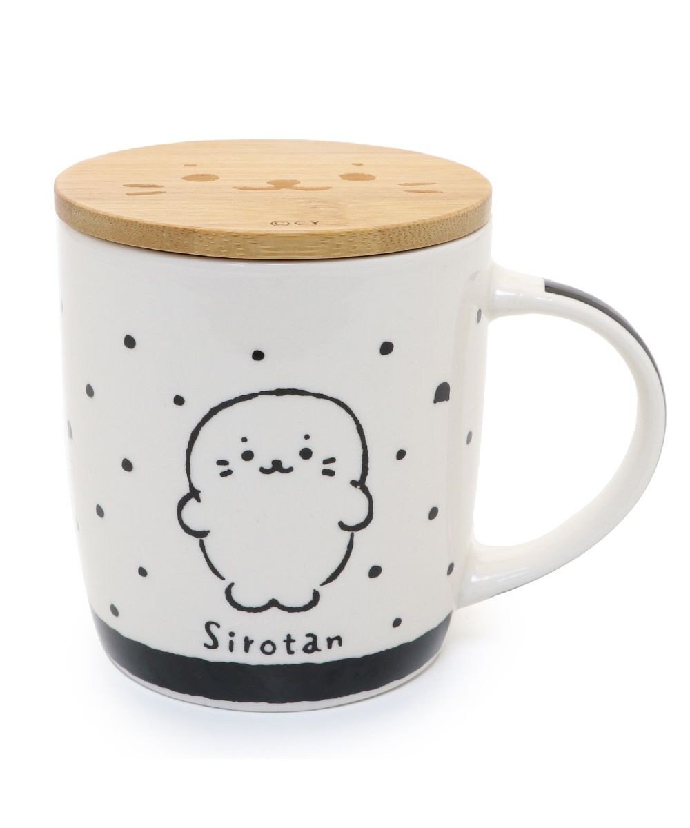 Mother garden しろたん フタ付き マグカップ 390mL 《ブラック・水玉柄》 単品 
