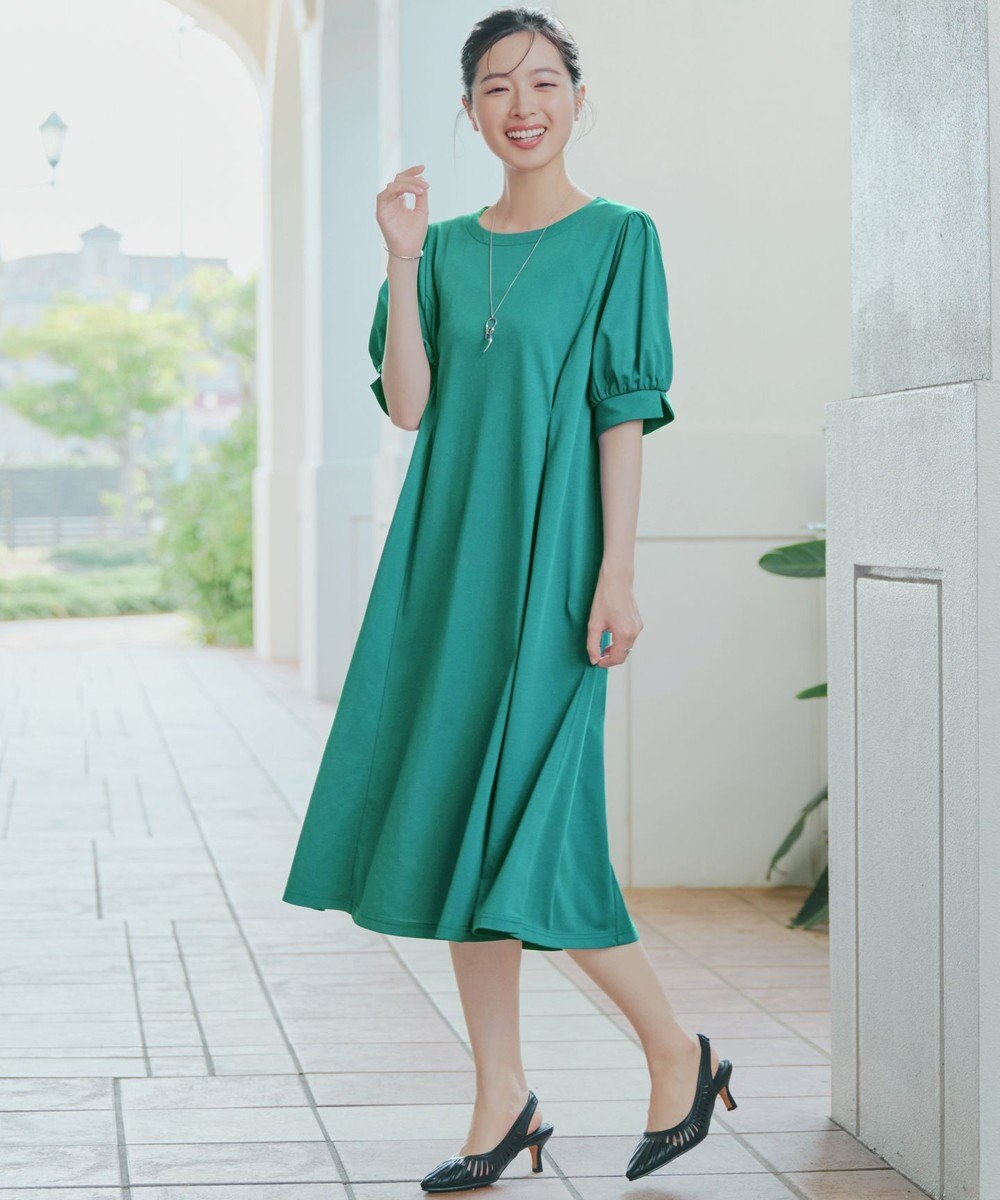 Tiaclasse 【おのののかさん着用】「サマケア」パフスリーブAラインワンピース 