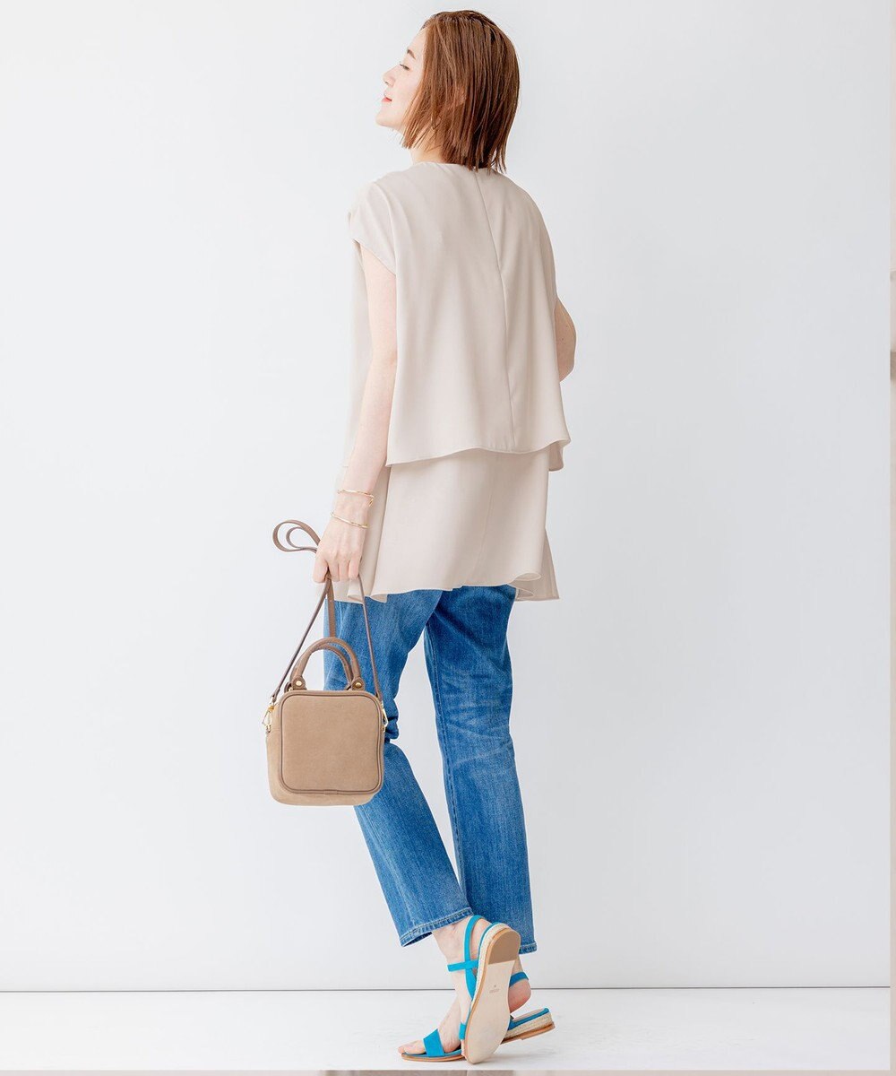 23区 【洗える】バックサテンアムンゼン フレンチスリーブ ブラウス 