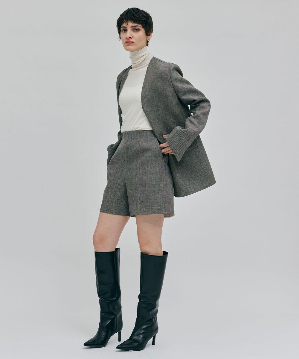 BEIGE， GRANET / ノーカラーリバージャケット 