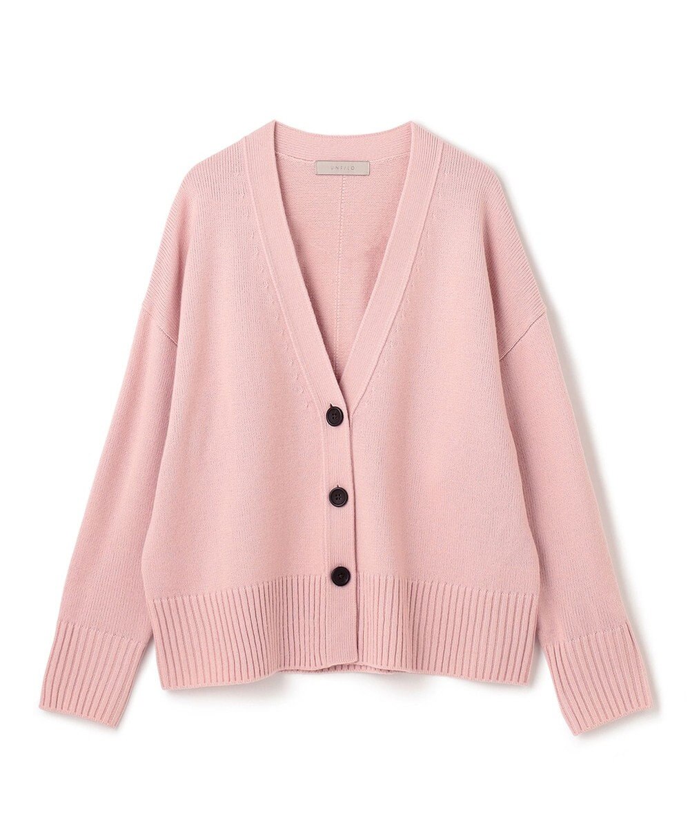 UNFILO 【洗える】クロップド Vネック カーディガン 