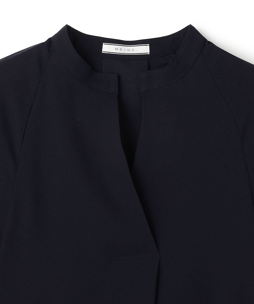 BEIGE， FLEUR / 異素材カフス スタンドカラーブラウス 