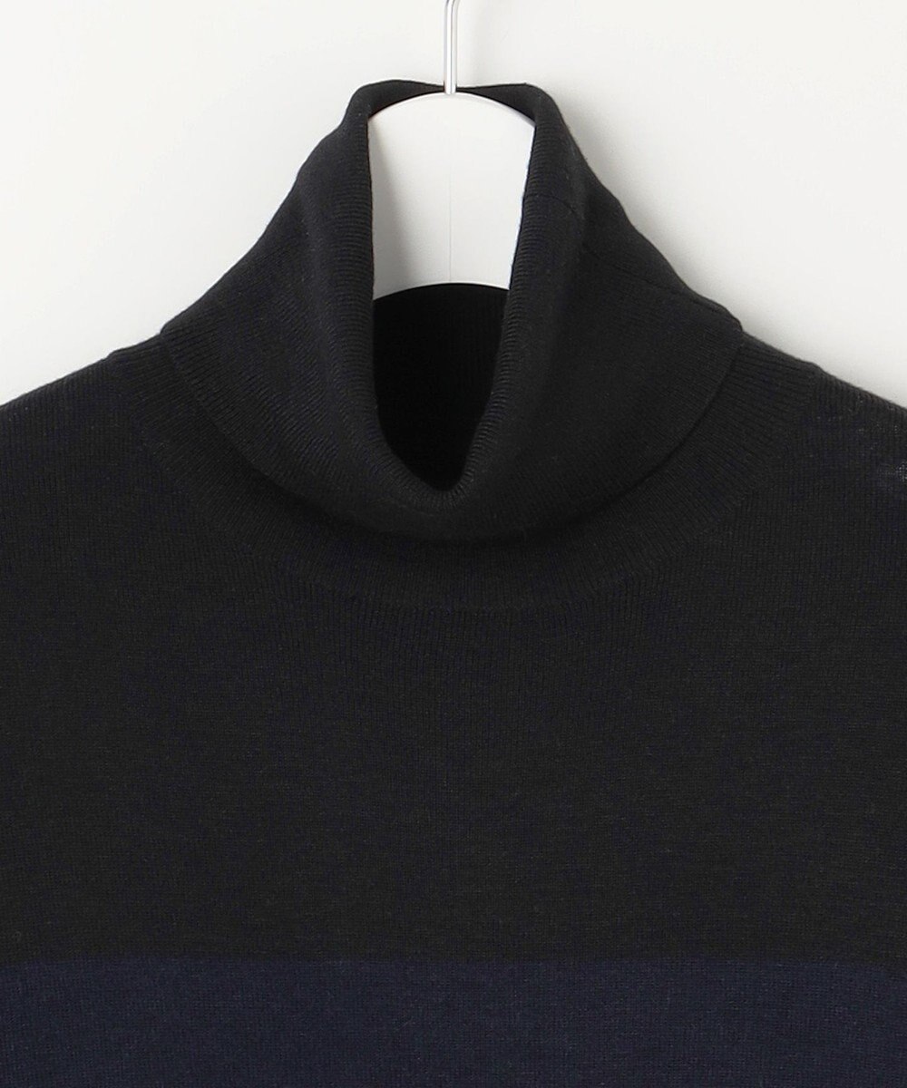 自由区 L 【洗える】シルクウールリブタートルネック ニット 