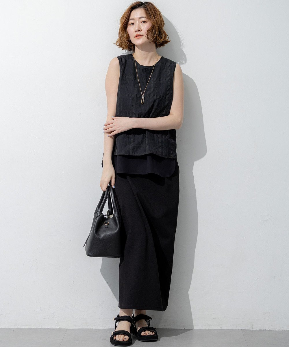 23区 【先行予約】シアーチェックレイヤード スリーブレス Tブラウス 