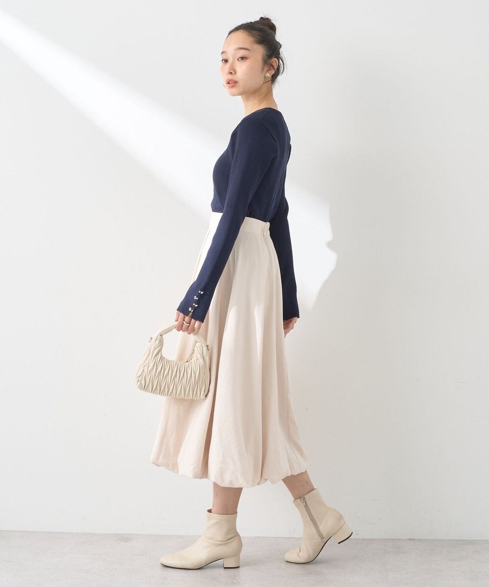 earth music&ecology パール＆ビジュースリーブプルオーバー 