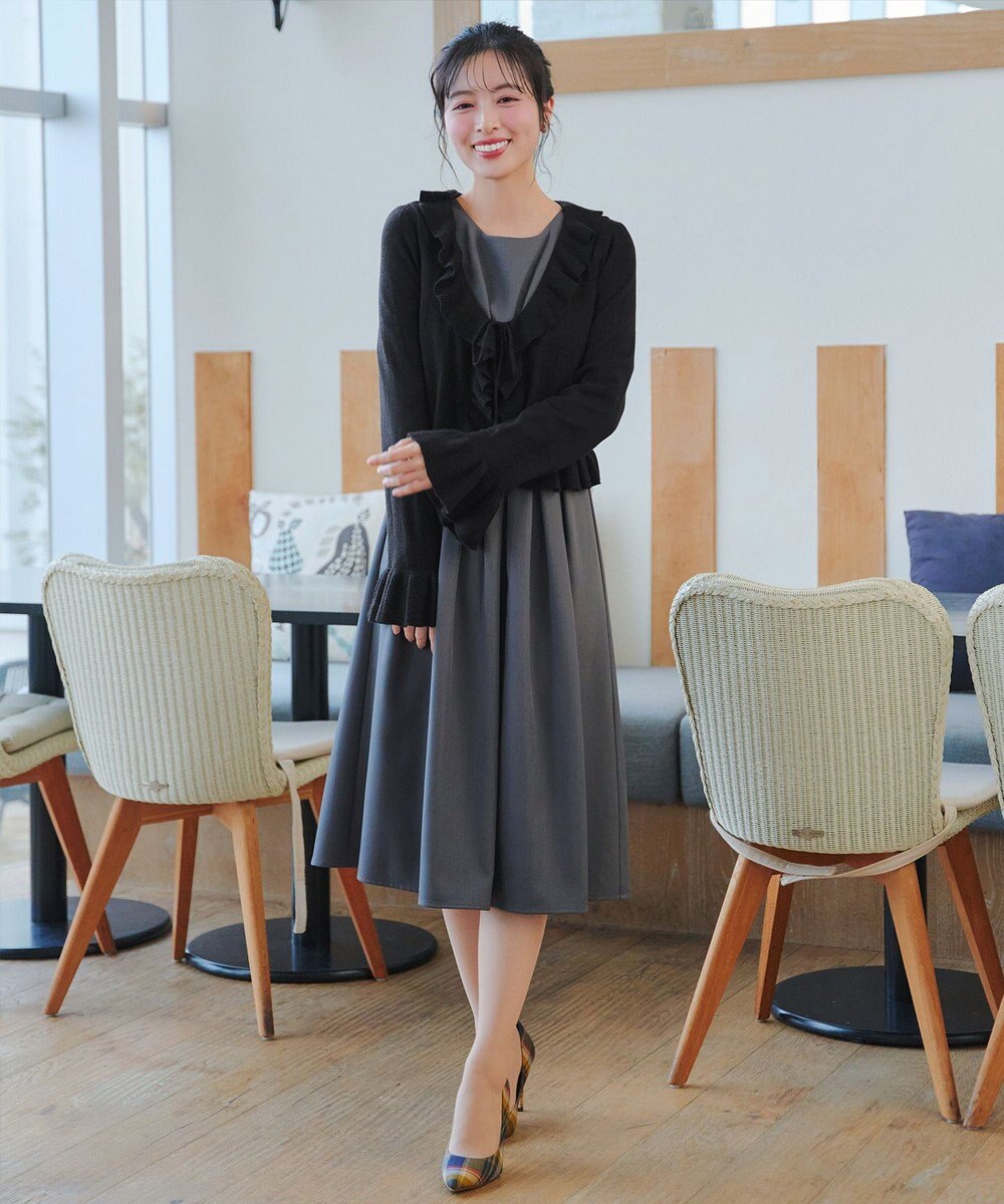 Tiaclasse フリルリボンカーディガン 