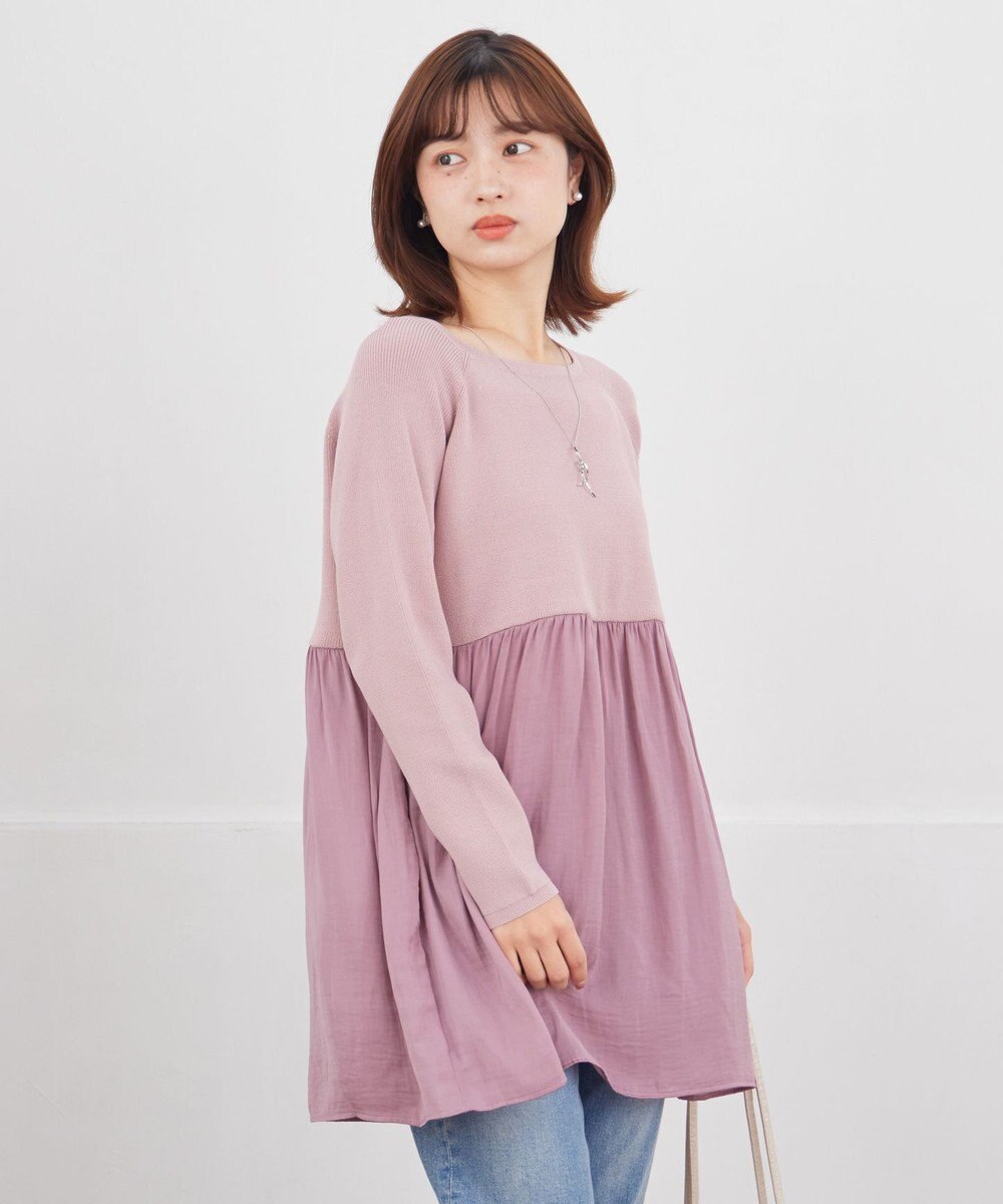 Tiaclasse L ヴィンテージサテンドッキングニットチュニック 