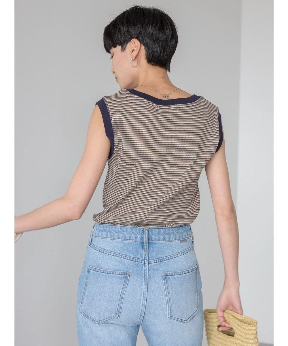 AMERICAN HOLIC ミジンボーダーノースリーブカットプルオーバー 