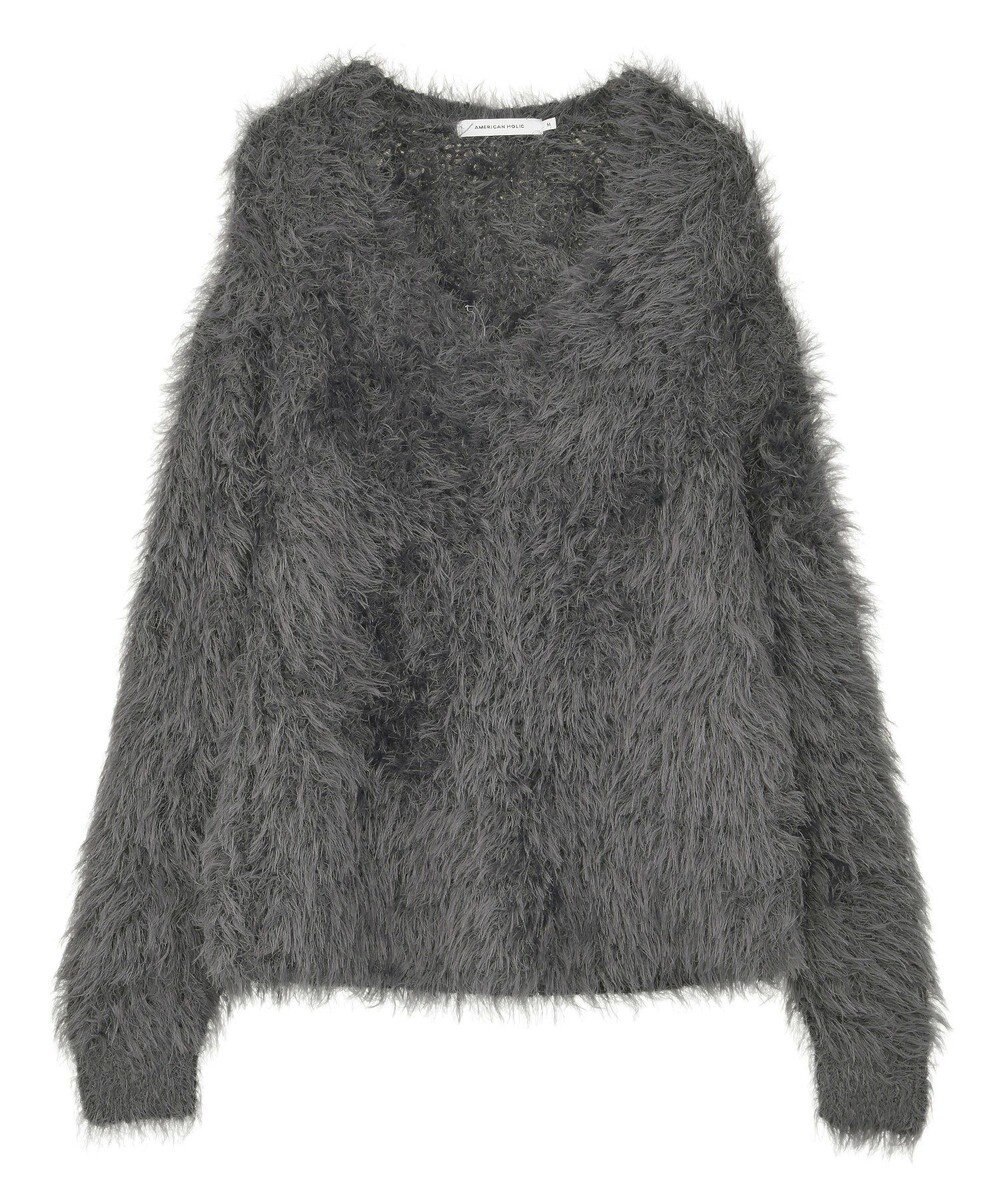 AMERICAN HOLIC Vネックシャギーニットプルオーバー 