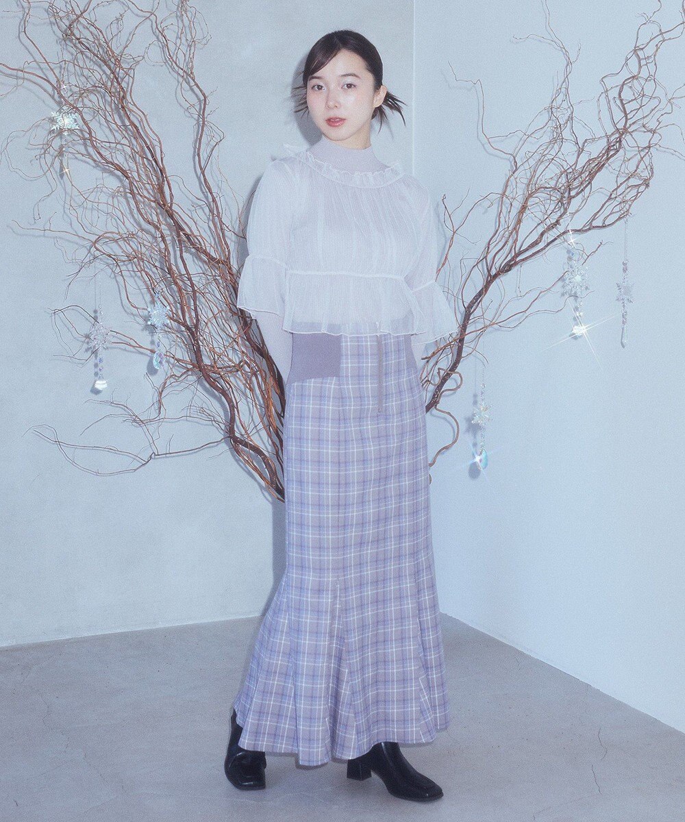 earth music&ecology ＳＥＴ２点リブニットインナー＋チュールプルオーバー 