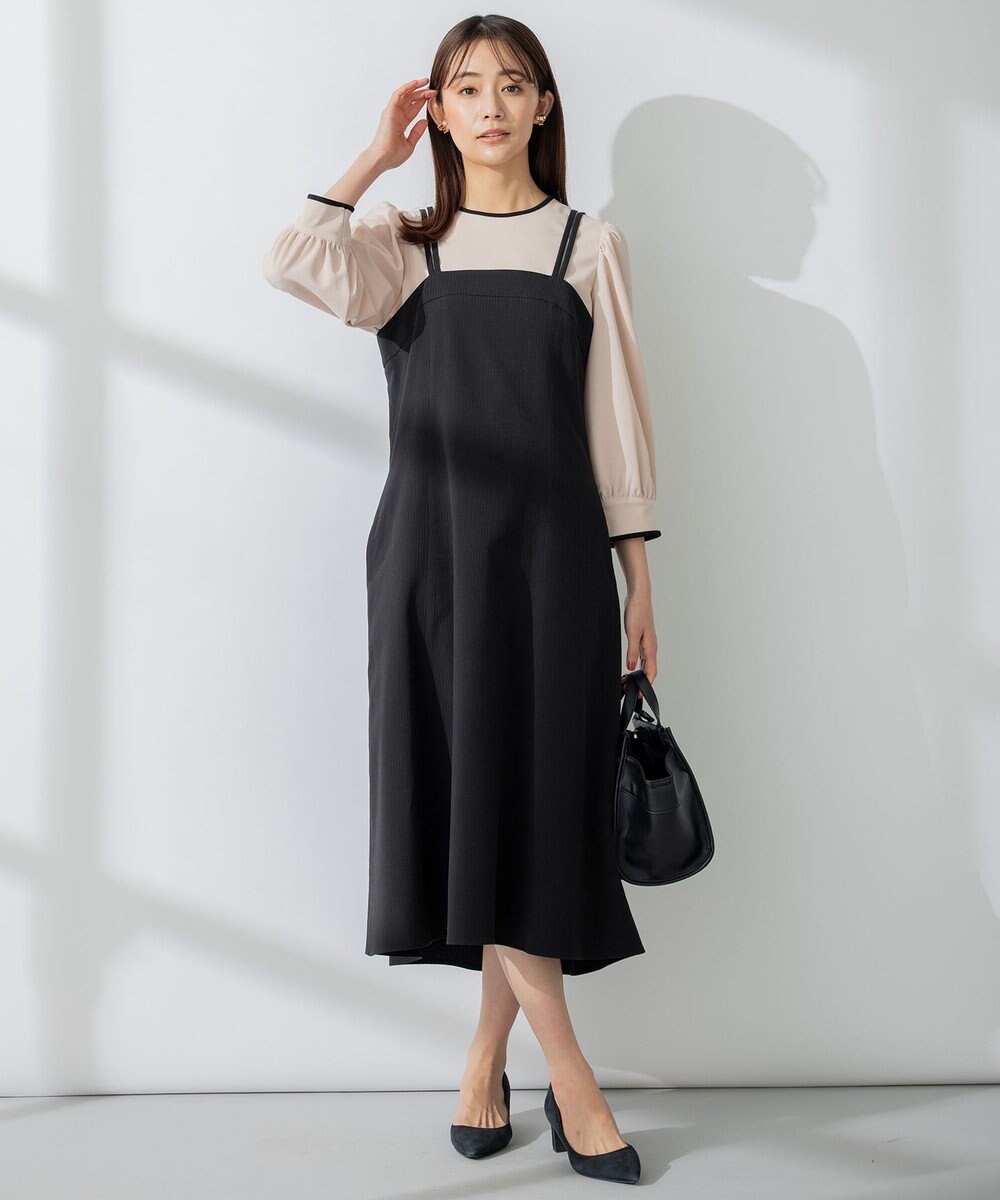 組曲 L 【肩ひも調整可】ドビーピケ キャミワンピース 