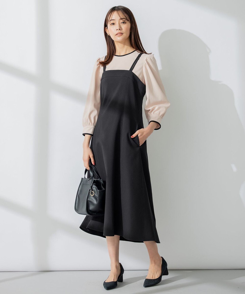 組曲 L 【肩ひも調整可】ドビーピケ キャミワンピース 