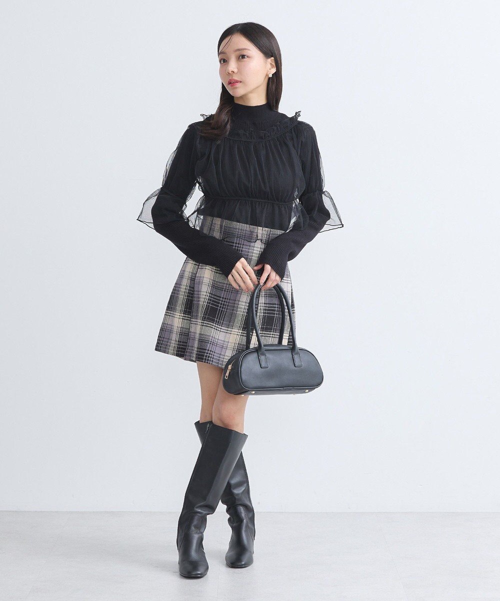 earth music&ecology ＳＥＴ２点リブニットインナー＋チュールプルオーバー 