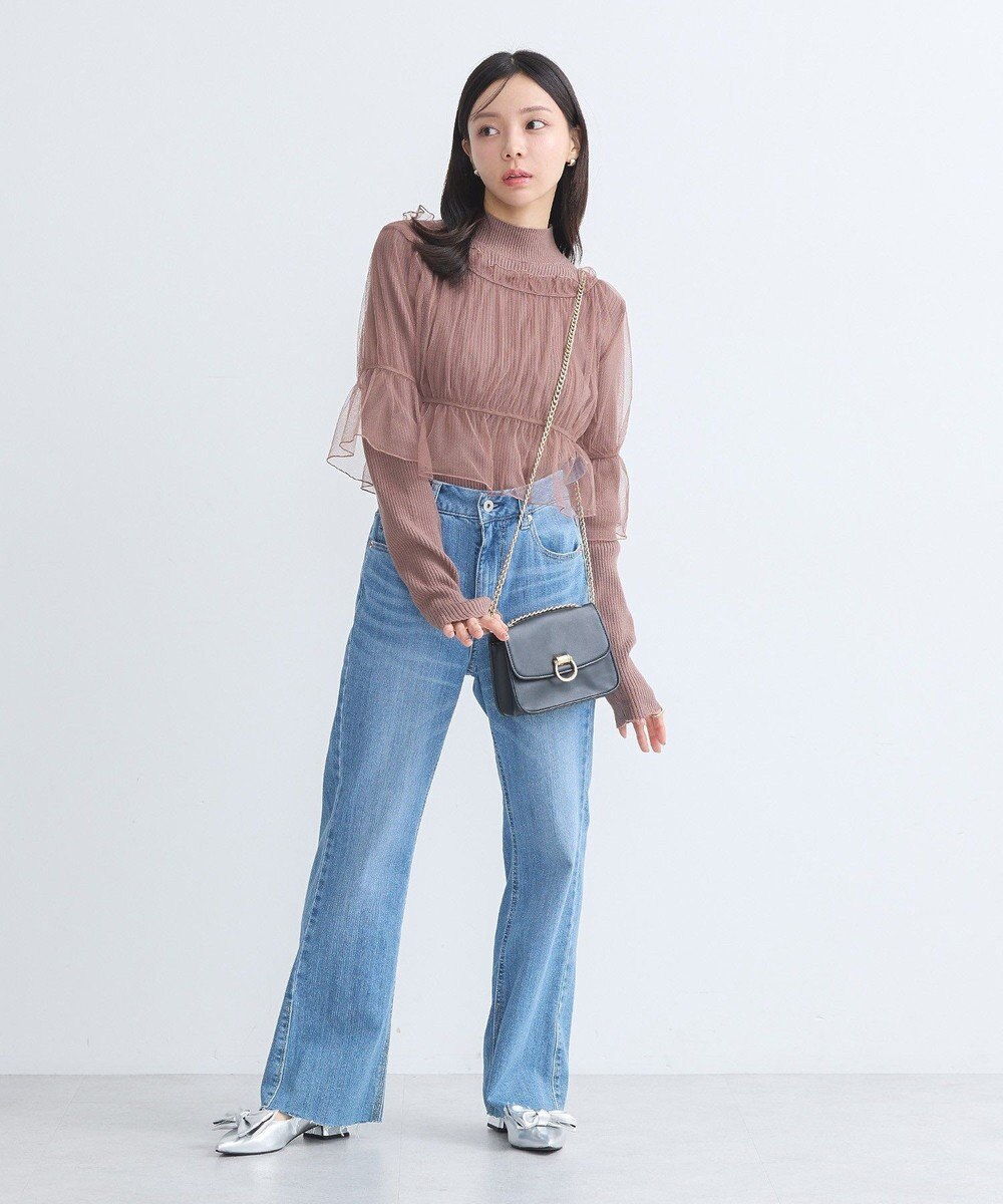 earth music&ecology ＳＥＴ２点リブニットインナー＋チュールプルオーバー 