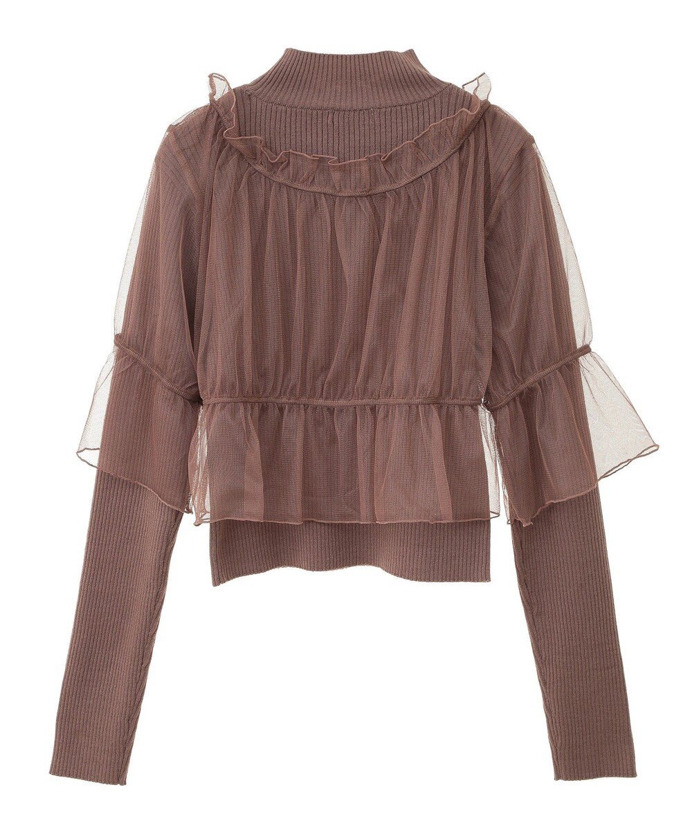 earth music&ecology ＳＥＴ２点リブニットインナー＋チュールプルオーバー 