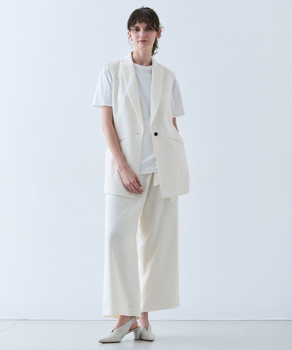 BEIGE， 【洗える】CAROLE / リネンライクノースリーブジレジャケット 