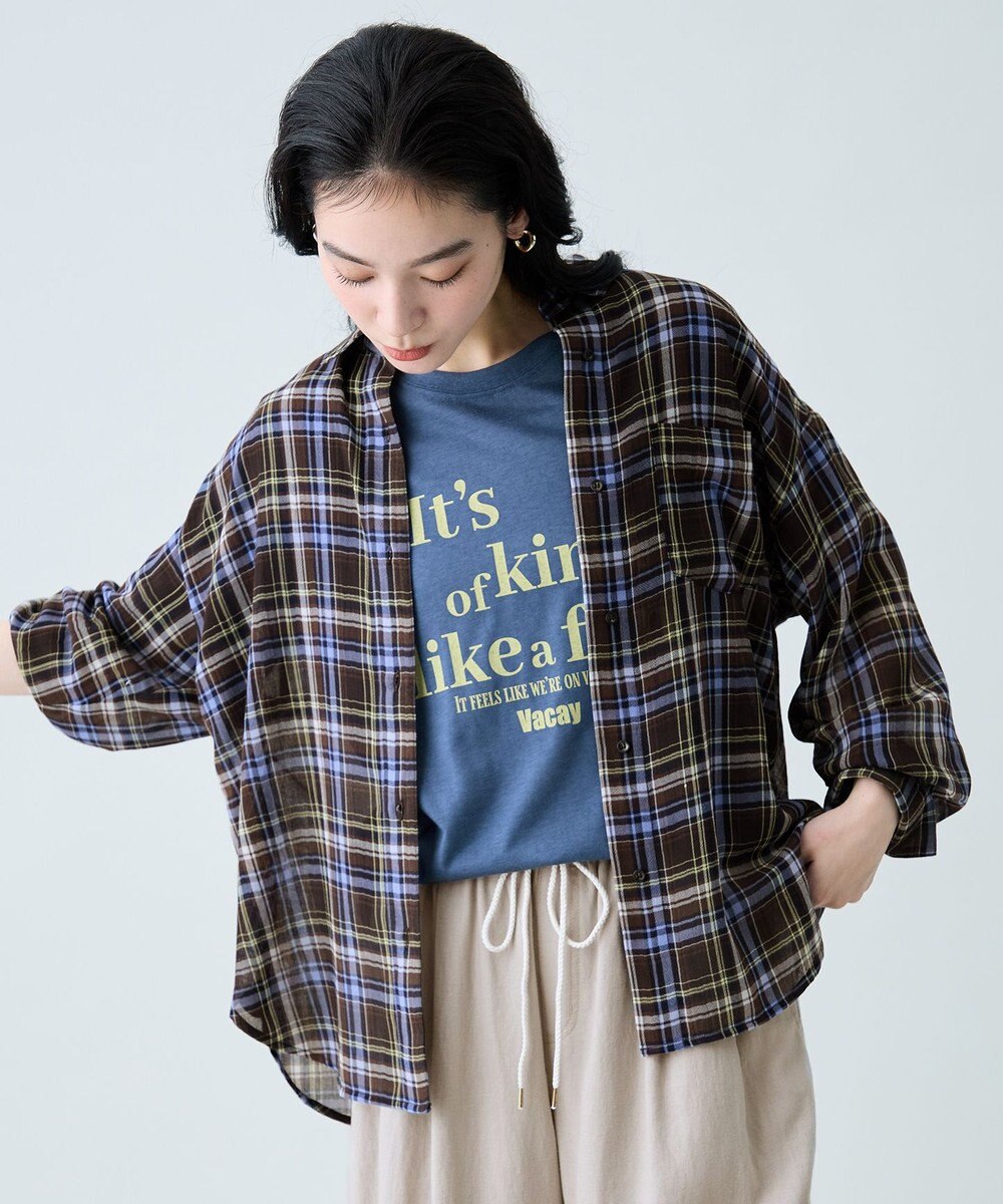 ANY シアーチェックシャツ 