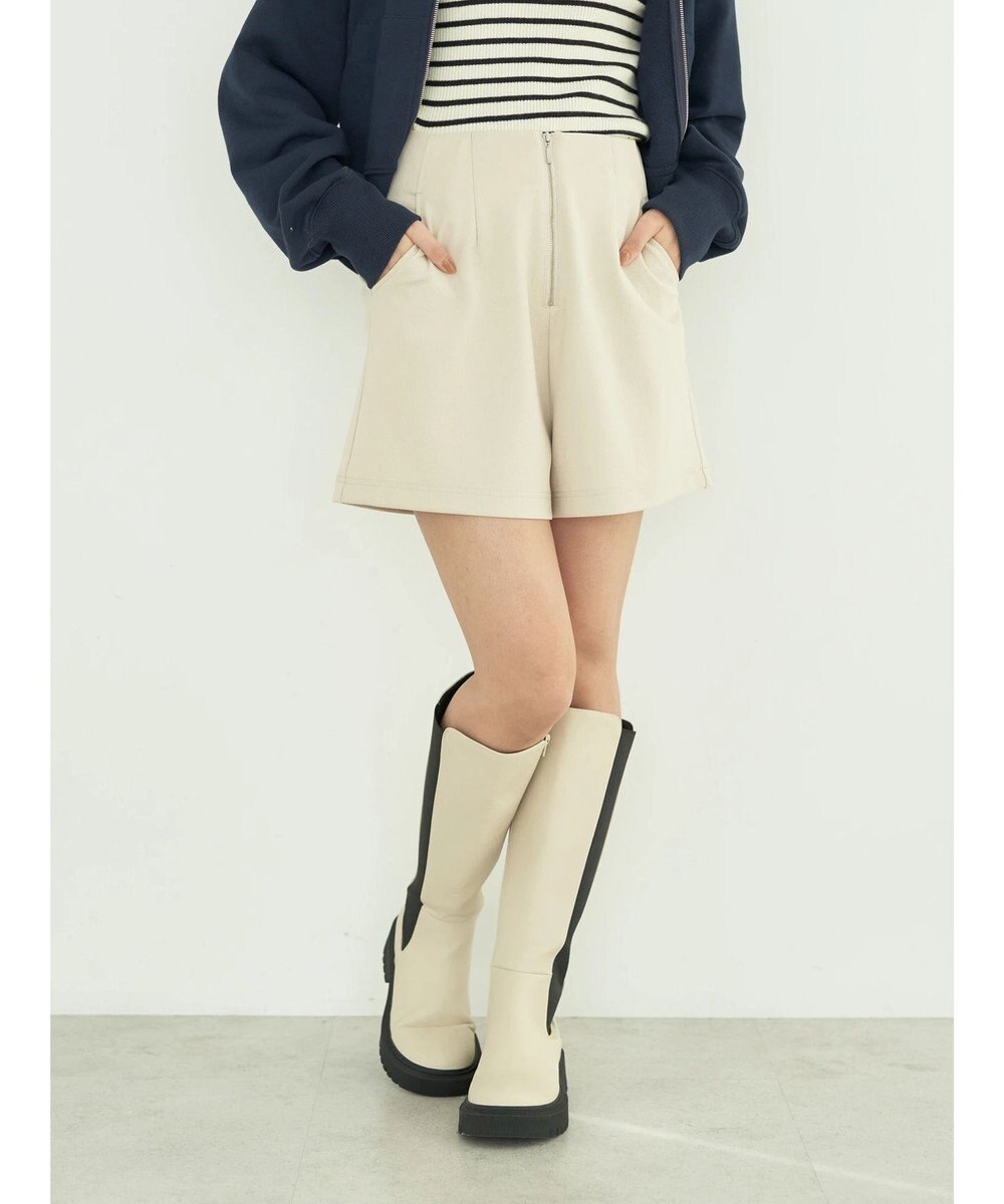 earth music&ecology フロントジップショートパンツ 