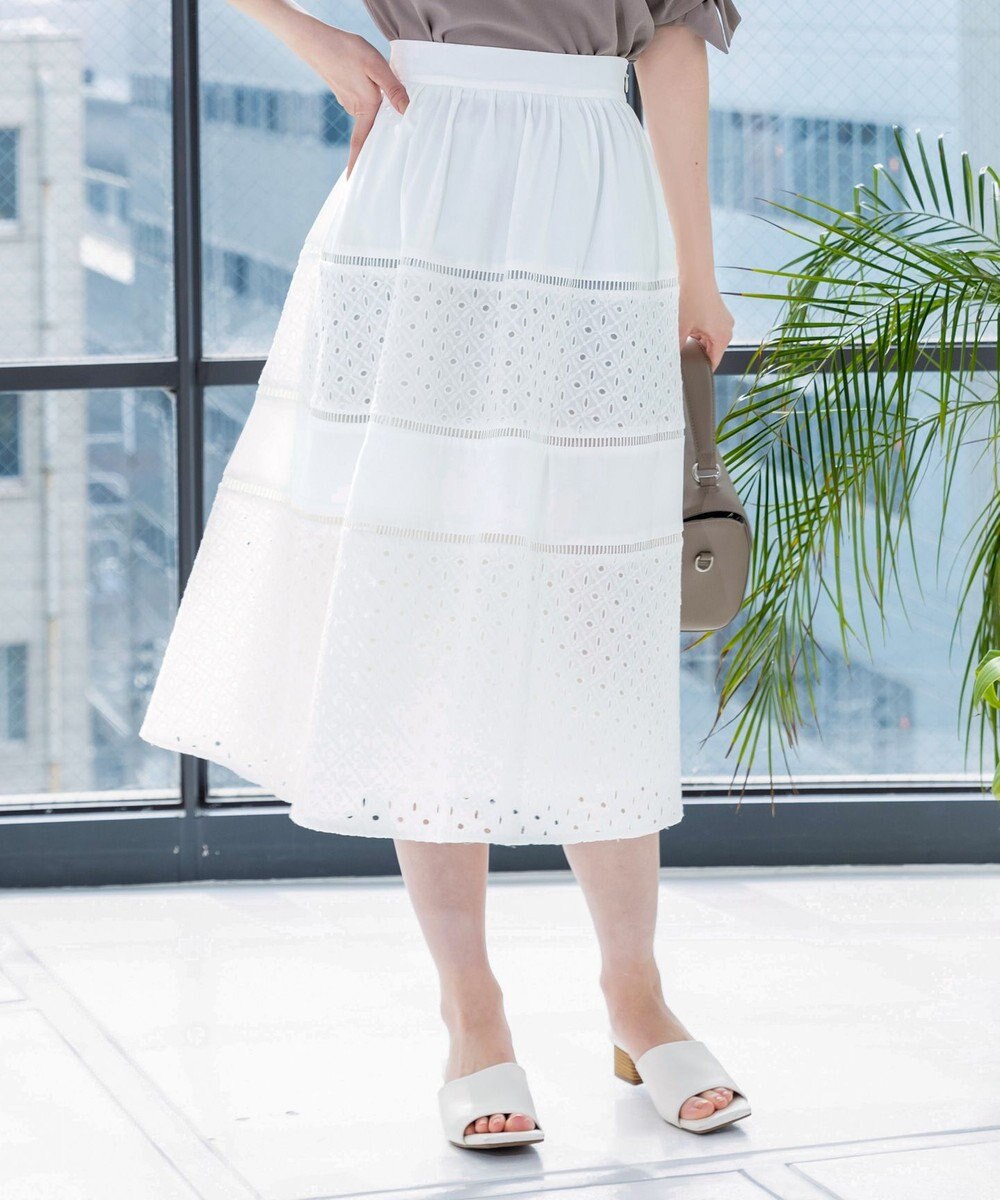 Tiaclasse L 【新色追加・洗える】幅広く活躍が期待できるレース切替スカート 