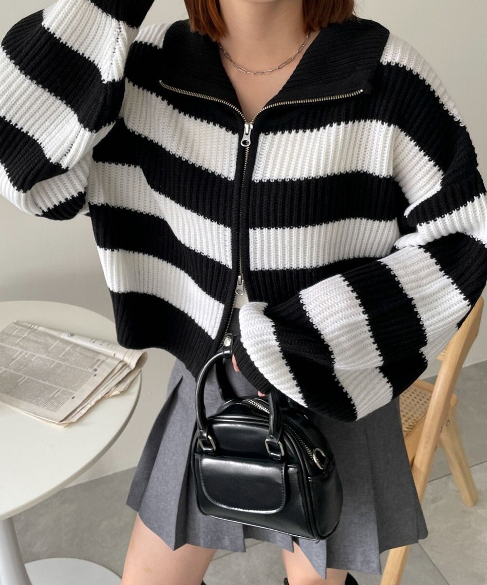 WEGO ダブルジップショートニットブルゾン 