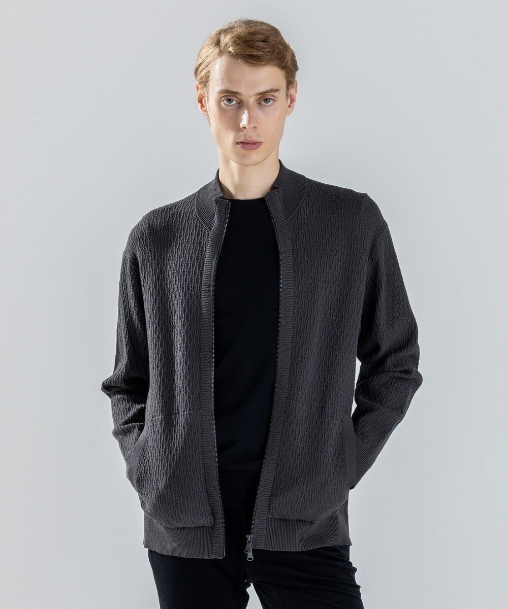 JOSEPH HOMME 【新柄】 ヴィスコースリンクス　ハイネックジップアップカーディガン 