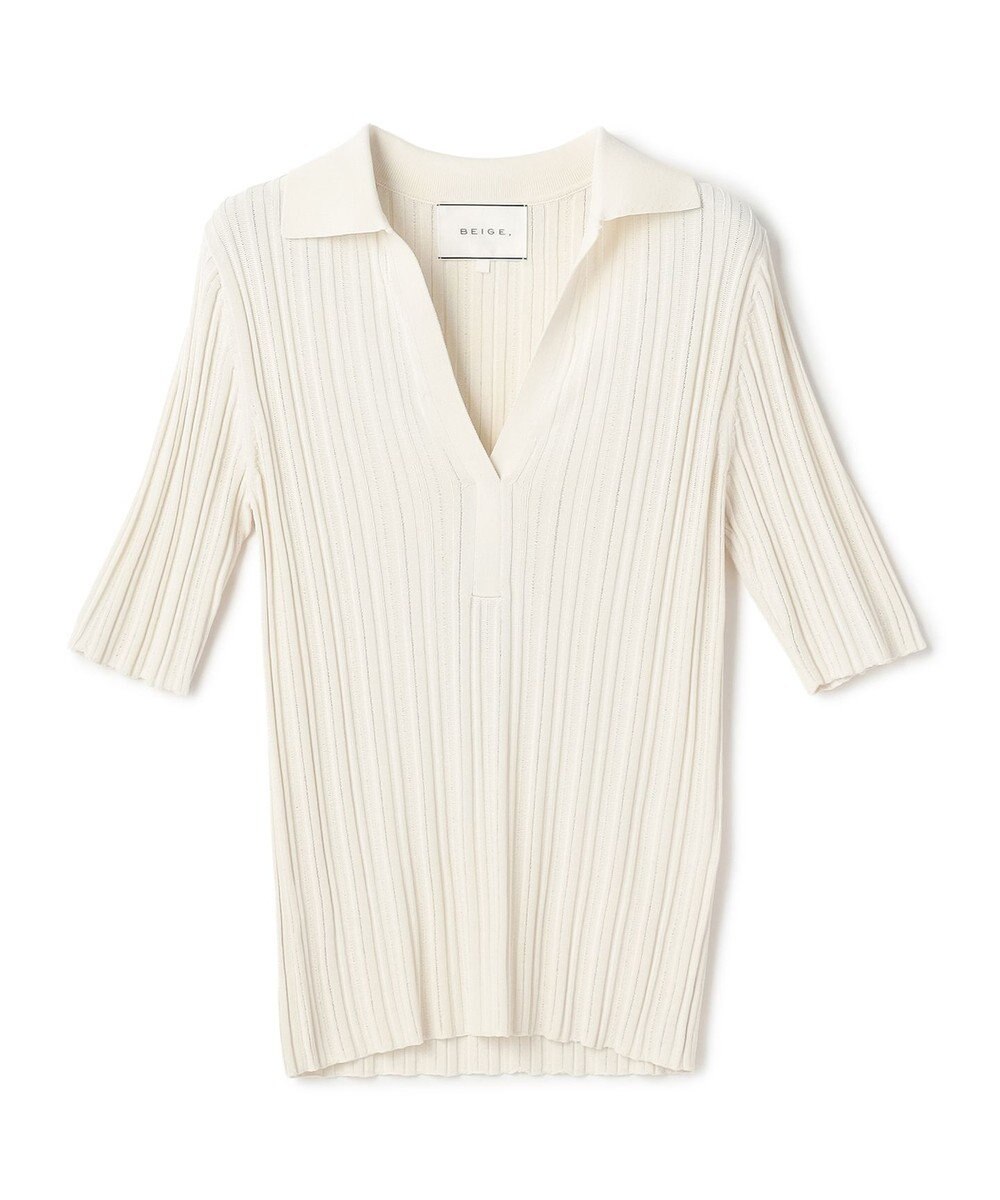 BEIGE， LABRADO / ランダムリブ スキッパーニット 