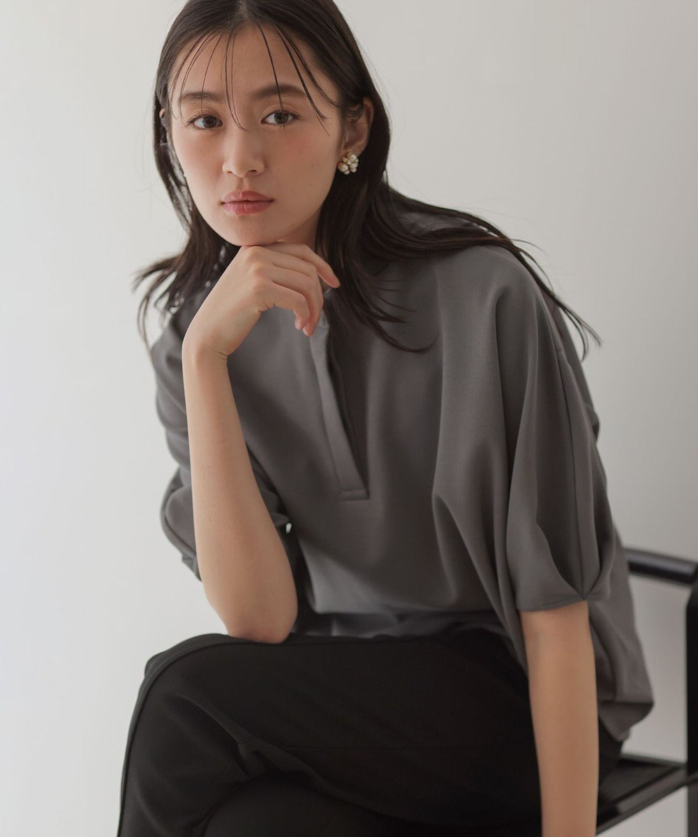 組曲 【WEB限定】ジョーゼットジャージードルマンスリーブ ブラウス 