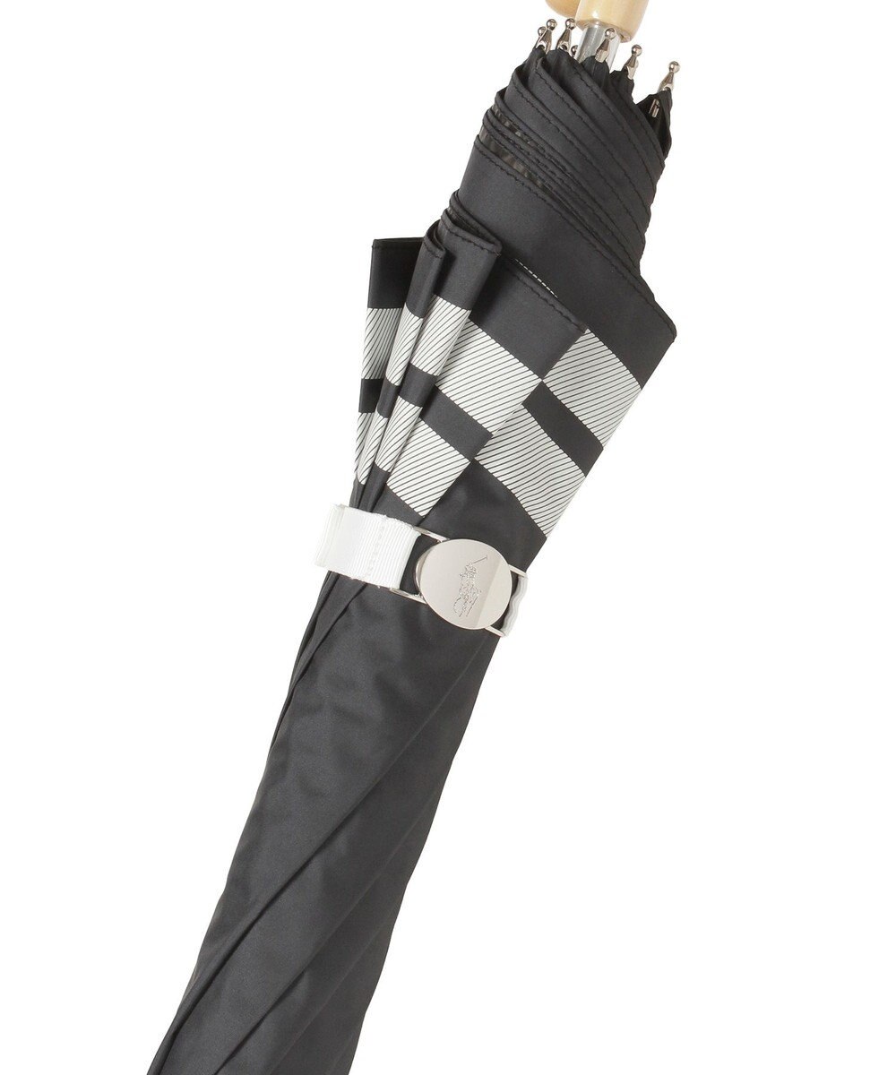 MOONBAT POLO RALPH LAUREN（ポロ ラルフローレン）晴雨兼用日傘 ボーダー ポロポニー 長傘 遮光率100％ 遮熱 UV 