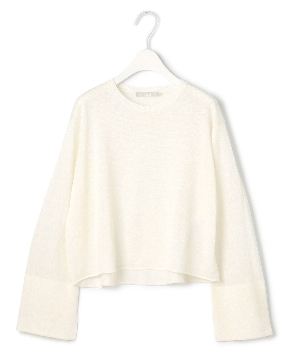 ICB 【洗える】 リネンレーヨンハイゲージ クロップドプルオーバー 