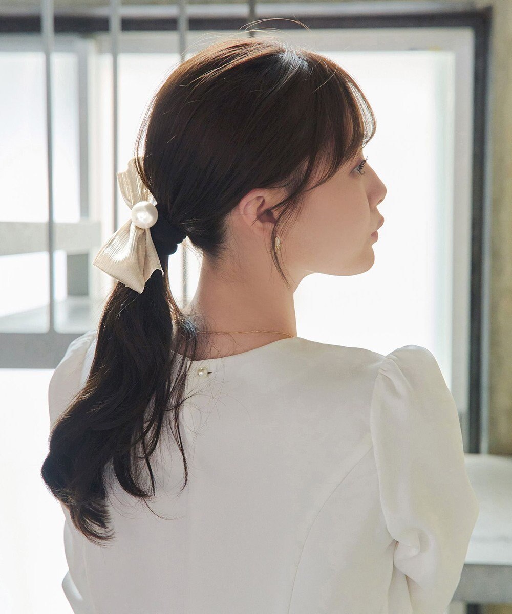 Tiaclasse パール×リボンヘアゴム 
